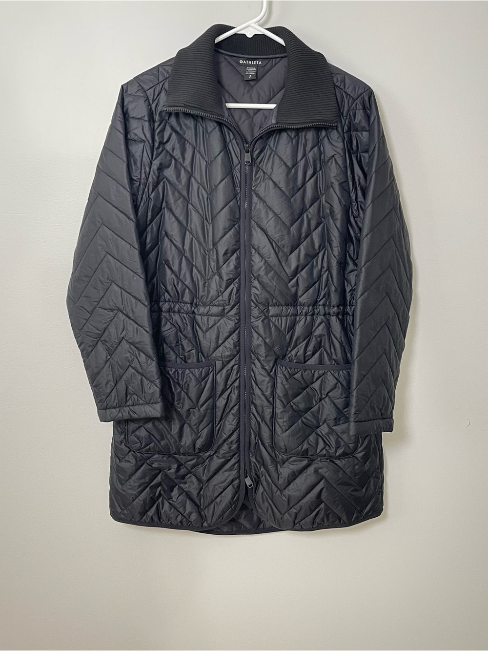 Athleta Mendocino Coat Black Size Small Long Puffer Jacket